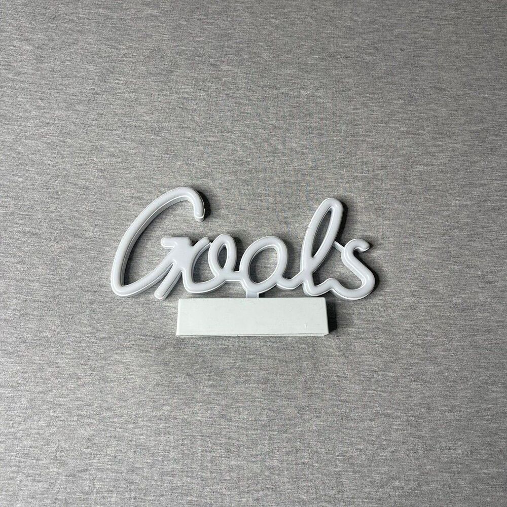 Room 2 Room “GOALS" 10 Inch Cursive Script Blue LED Neon Sign with Stand